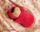 14-15 inch waldorf doll clothes - Roses Pocket Dress with pocket doll - Waldorf Doll Clothes