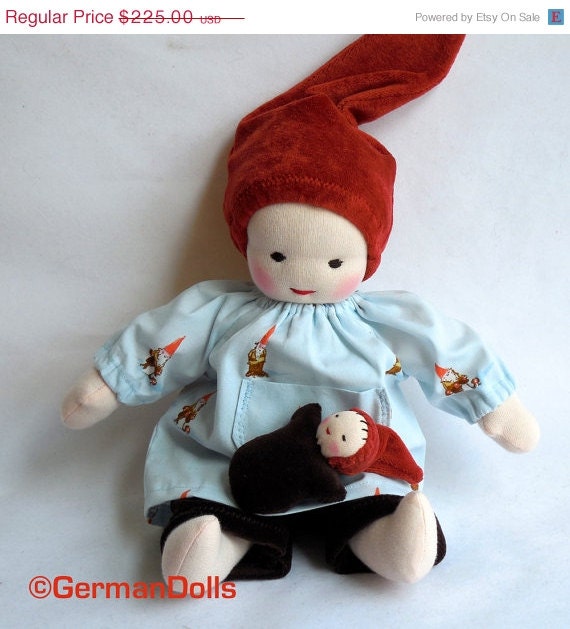 ON SALE GermanDolls 12 inch Gnome Doll with Gnome Pocketdoll, Waldorf inspired  Doll