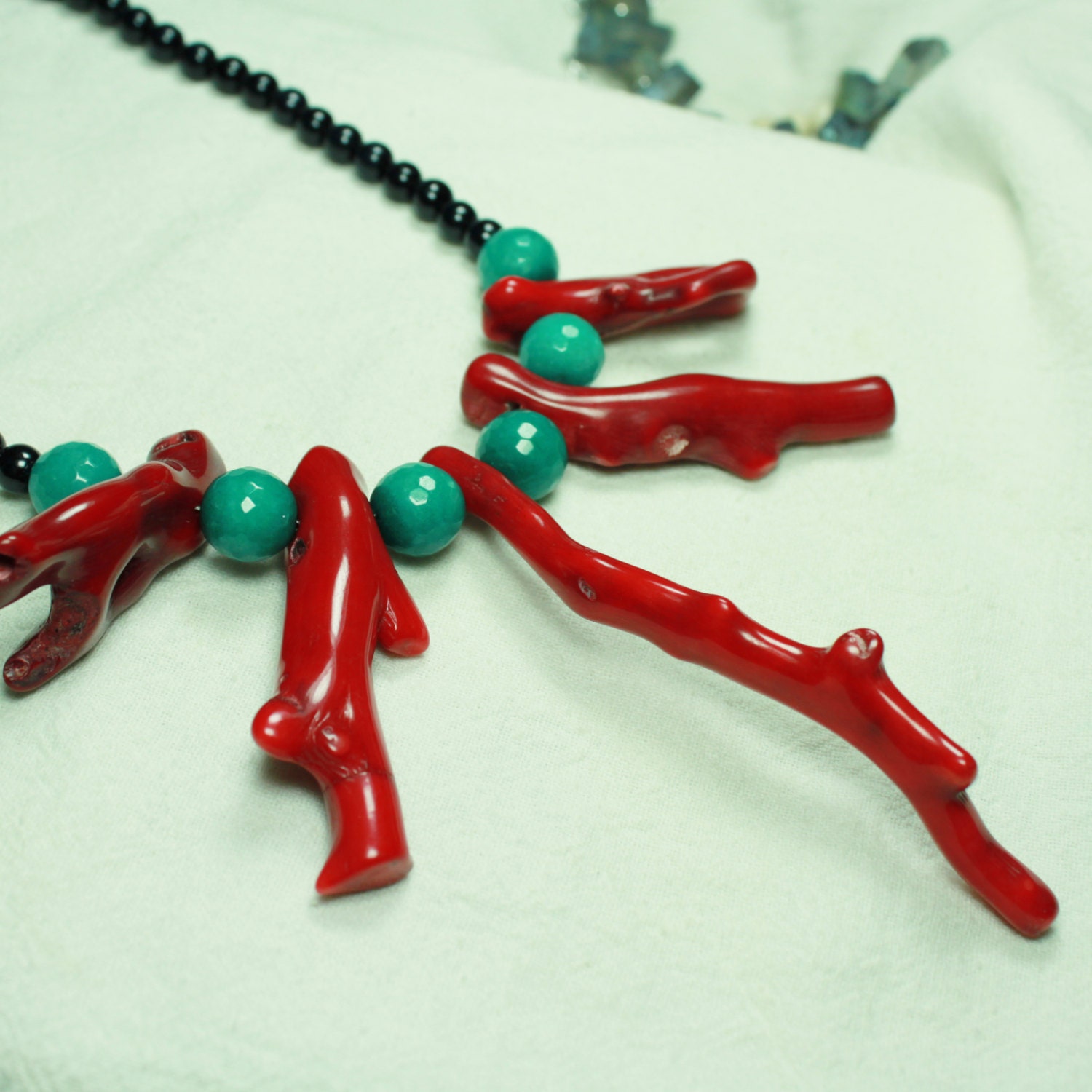 Coral Sticks and Stones Necklace