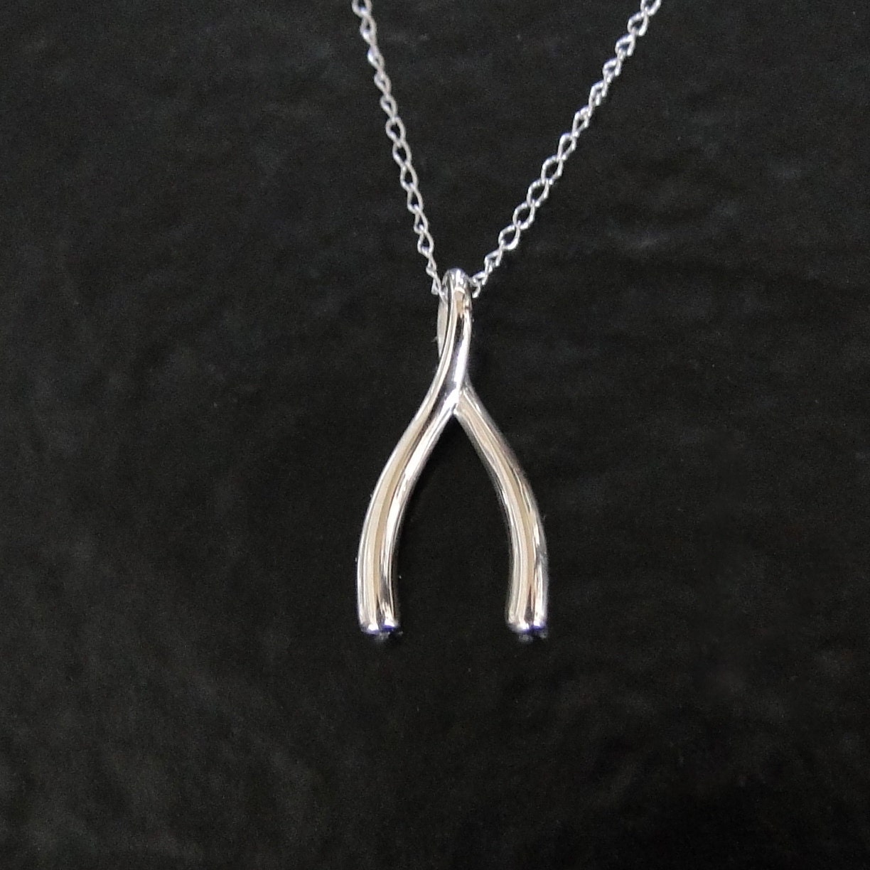 14K White Gold Wishbone Necklace - As Seen on Jennifer Anniston - Make a Wish