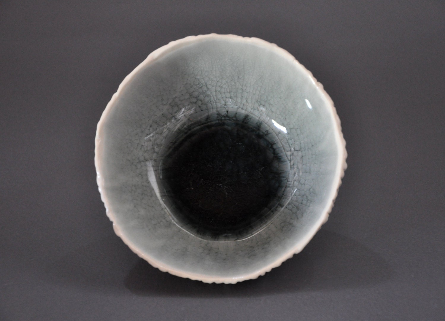 SALE - Grey Sky Medium Geode Textured Porcelain Bowl - Dining Serving White Ceramic Decor