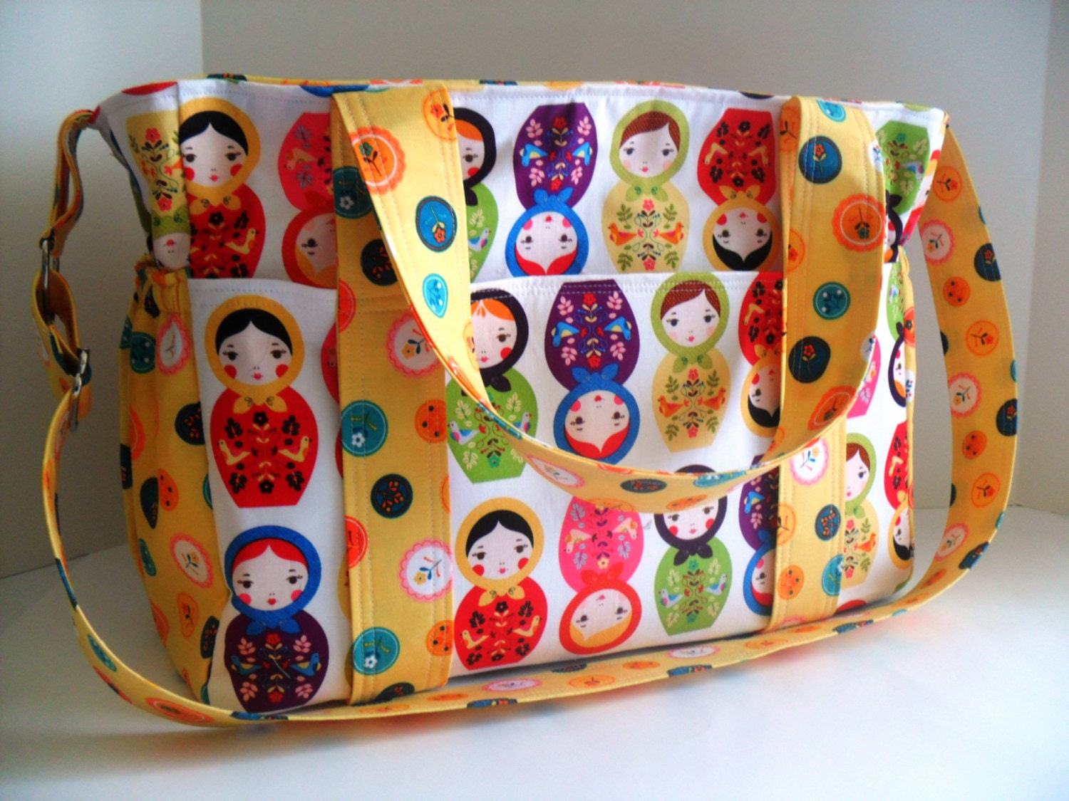 Extra Large Diaper bag Made of Little Kukla  Fabrics
