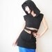 Nighthawk - iheartfink Handmade Womens Solid Black Structured Artistic Hoodie Tunic Top
