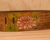 Leather Guitar Strap - Antique Brown - Personalized Smokey Pattern with Lotus