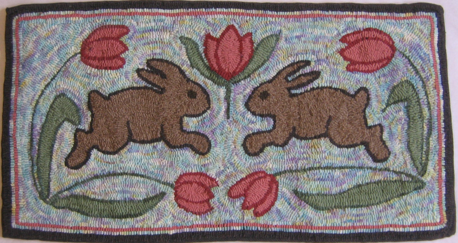 Rug Hooking PATTERN "Spring Has Sprung" Hand-drawn on Linen