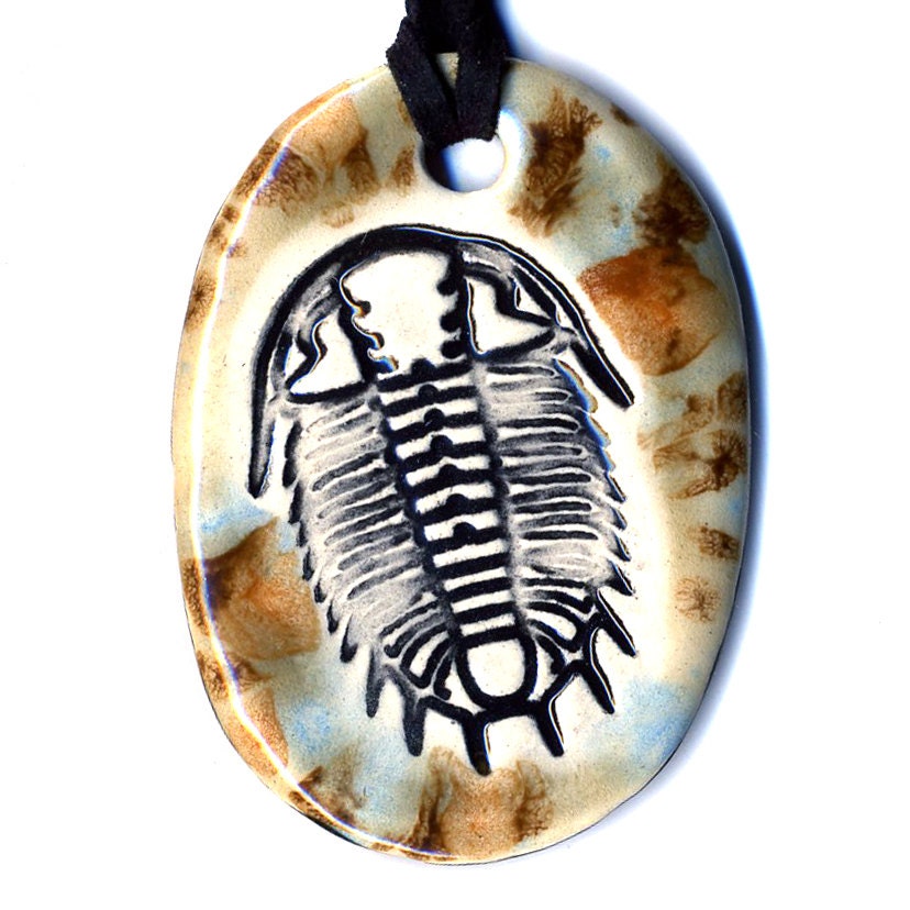 Trilobite Ceramic Necklace in Spotted Brown