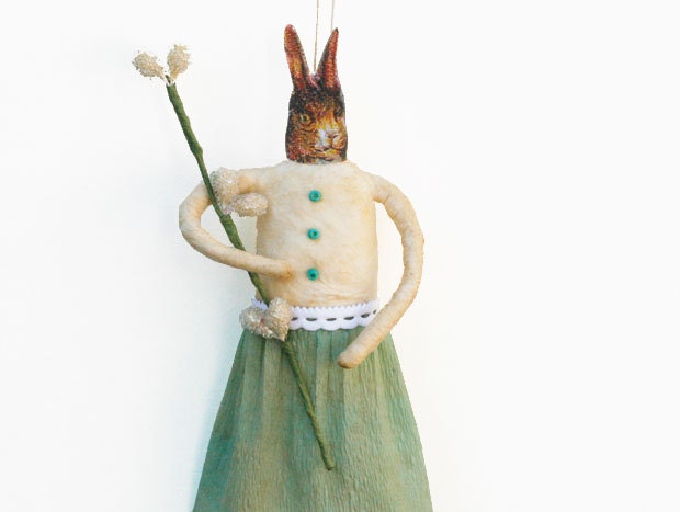 Bunny Spun Cotton Ornament - Spring Home Decor - Easter Decoration - Made to Order