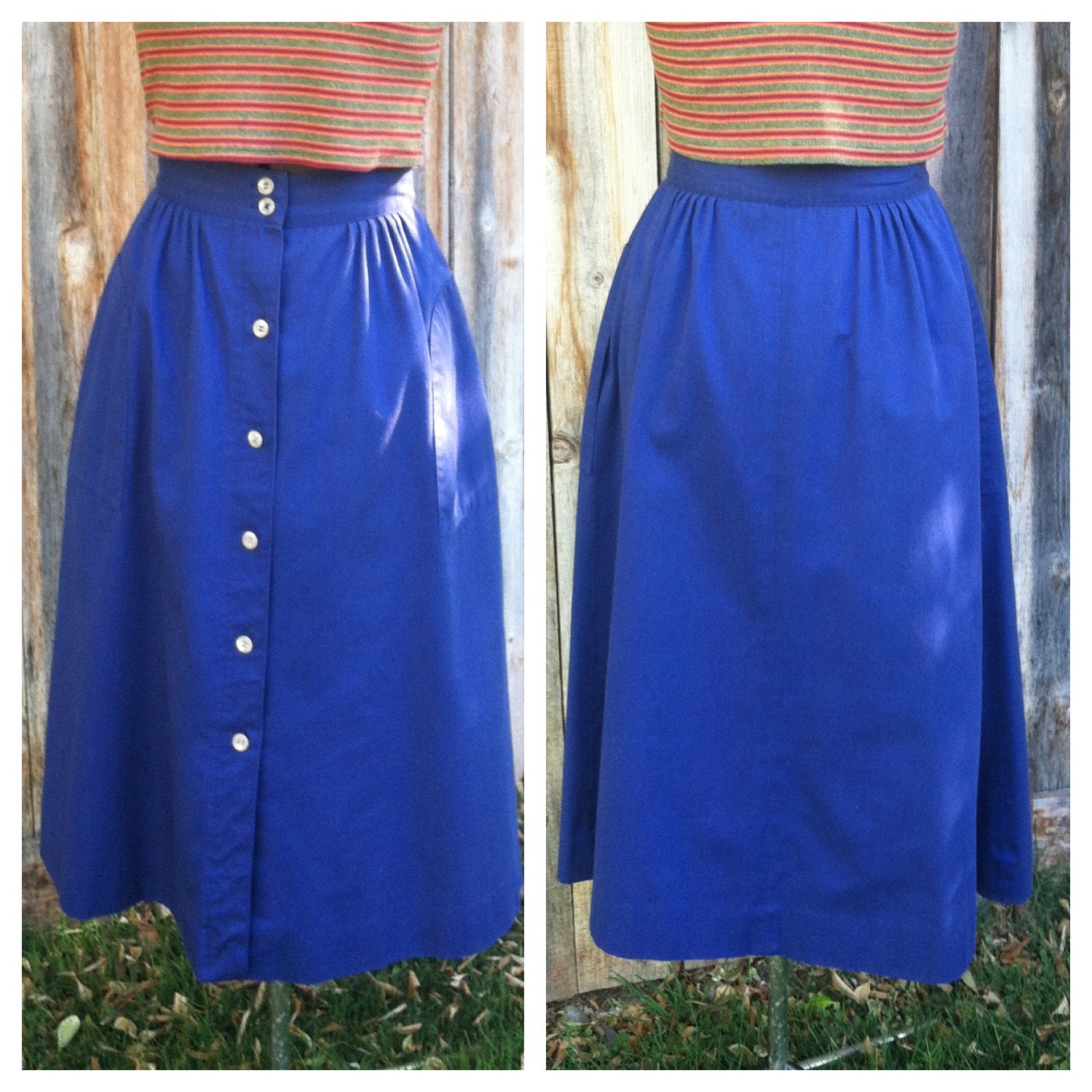 Vintage 70s navy skirt / sailor / nautical / preppy
