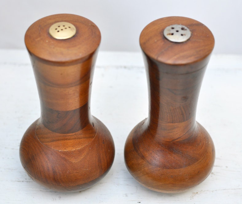 vintage wooden salt & pepper set