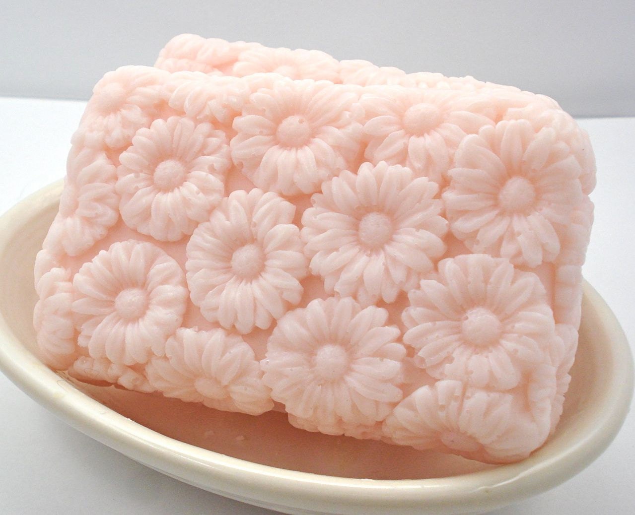 Plumeria Glycerin Soap - Handmade Pink Soap with Beautiful Flowers