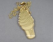 Gold Ice Cream Cone Necklace