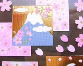 Japanese Stickers  Cherry Blossoms  Mount Fuji Rabbits  Washi Paper (S38)