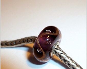 Luccicare Lampwork Bead - Gold Ribbon -  Lined with Sterling Silver