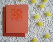 Hello Sunshine Cards, Retro Bohemian Stationery, Orange, Set of 5, SALE