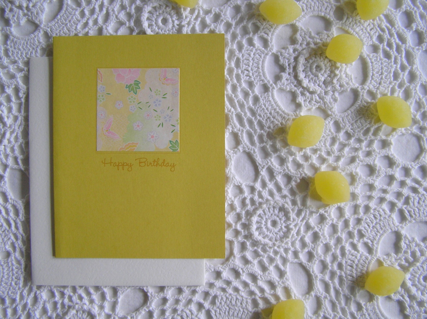 Retro Bohemian Happy Birthday Cards, Set of 5, Stationery for Girls, Women, Teen Girls, Yellow, Floral, Butterflies