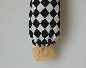 Grocery Bag Mini Holder - Fabric Black and White Diamond