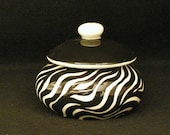 Sugar Dish. Zebra Print Sugar Dish. Zebra. Print. Sugar. Dish. Bowl. Black. Safari. Handmade by Sara Hunter Designs