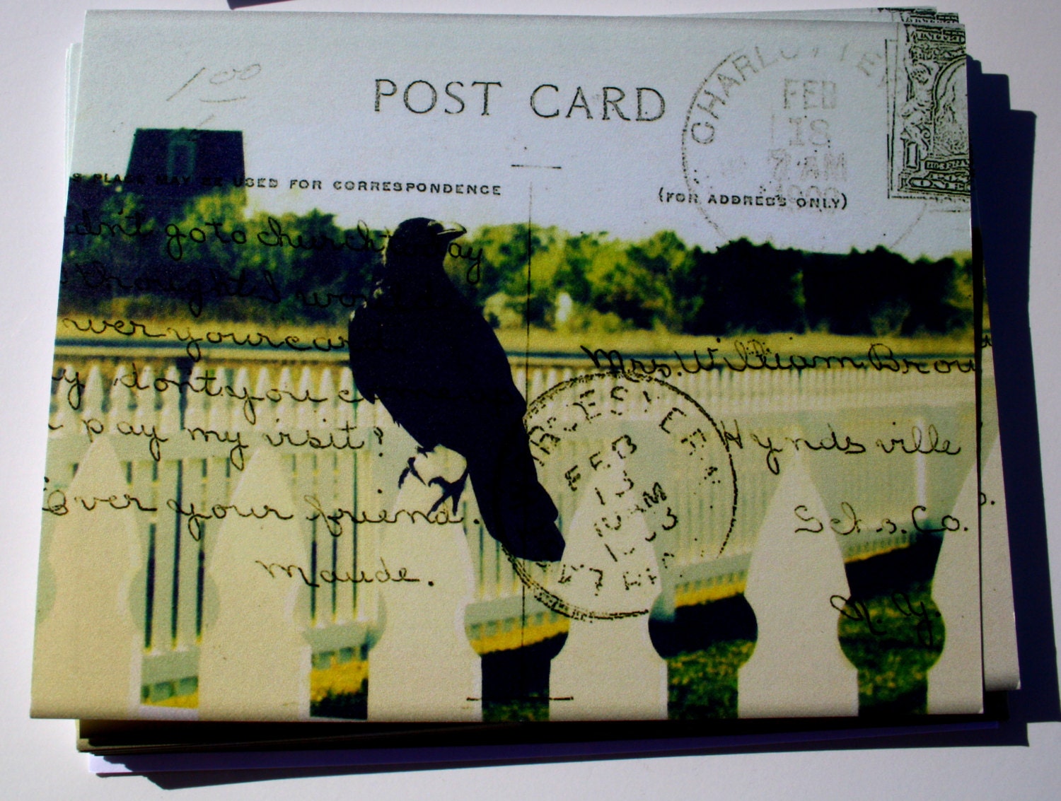 Ocracoke Outerbanks postcard notecard digital collage by Jodi Ohl