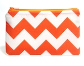 Orange Chevron Zip Pouch