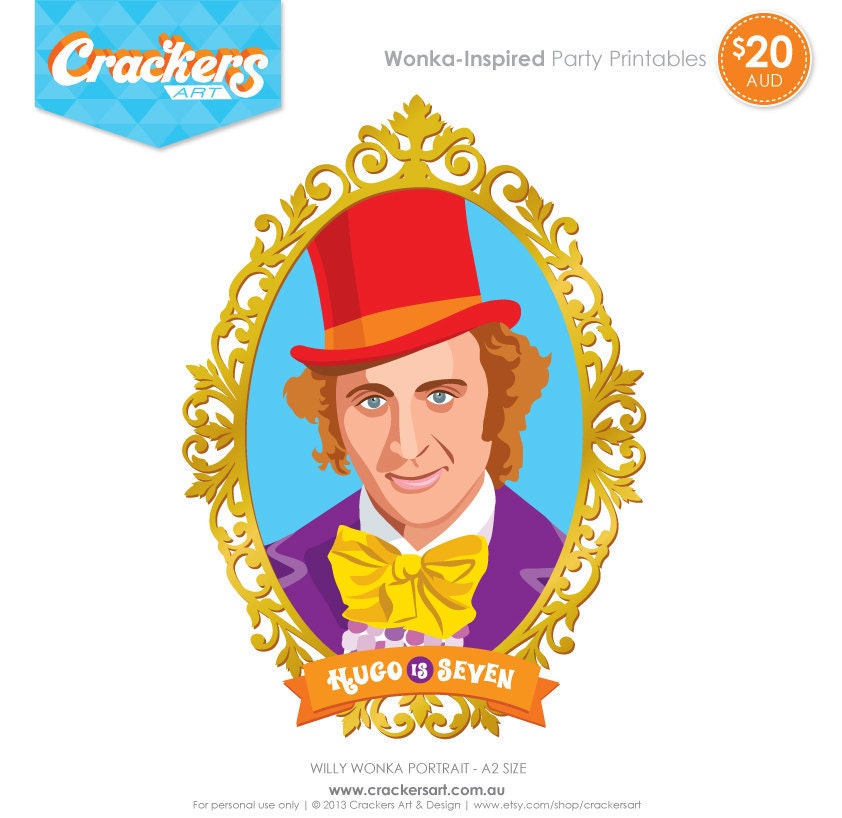 WONKA-Inspired Party - Willy Wonka Portrait - Prop Printable - A2 size