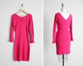 silk knit dress / sweater dress / fuzzy pink dress