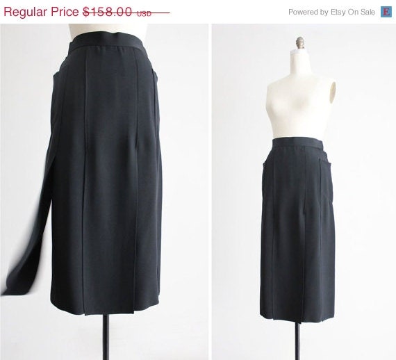 SALE 25% OFF black silk skirt / vintage Chloé skirt / car wash hem