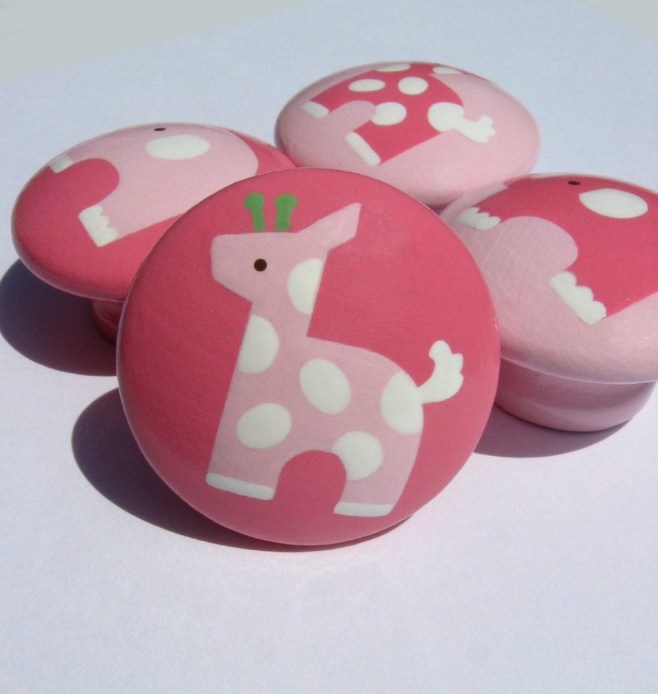 Hand Painted Giraffe  or Elephant Drawer Knob