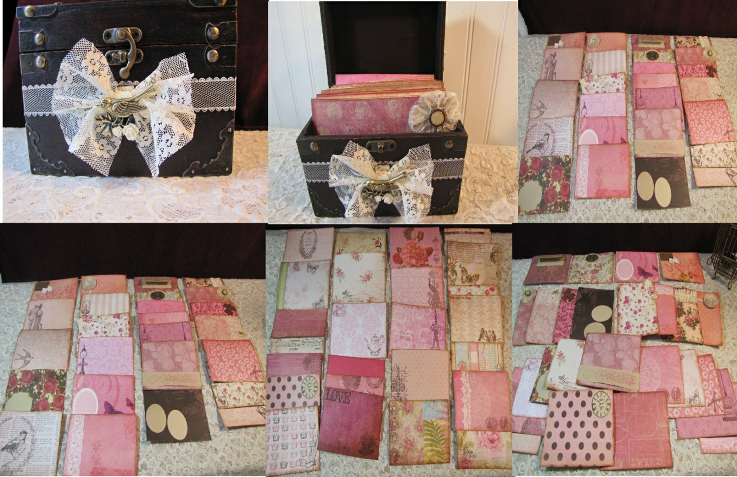 Alternative Guest Book Box Shabby Chic Vintage Customizable pink