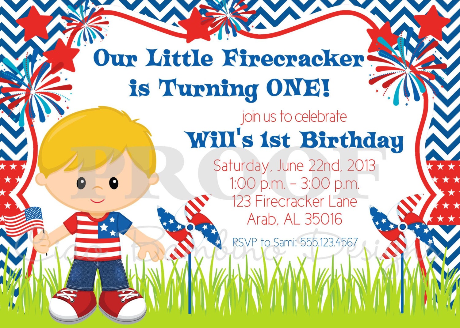 Printable Invitation - Lil' Firecracker for BOYS - I Design - You Print- Choose Your Favorite Boy