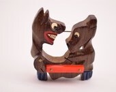 1940s wood brooch 40s bakelite brooch carved novelty pin