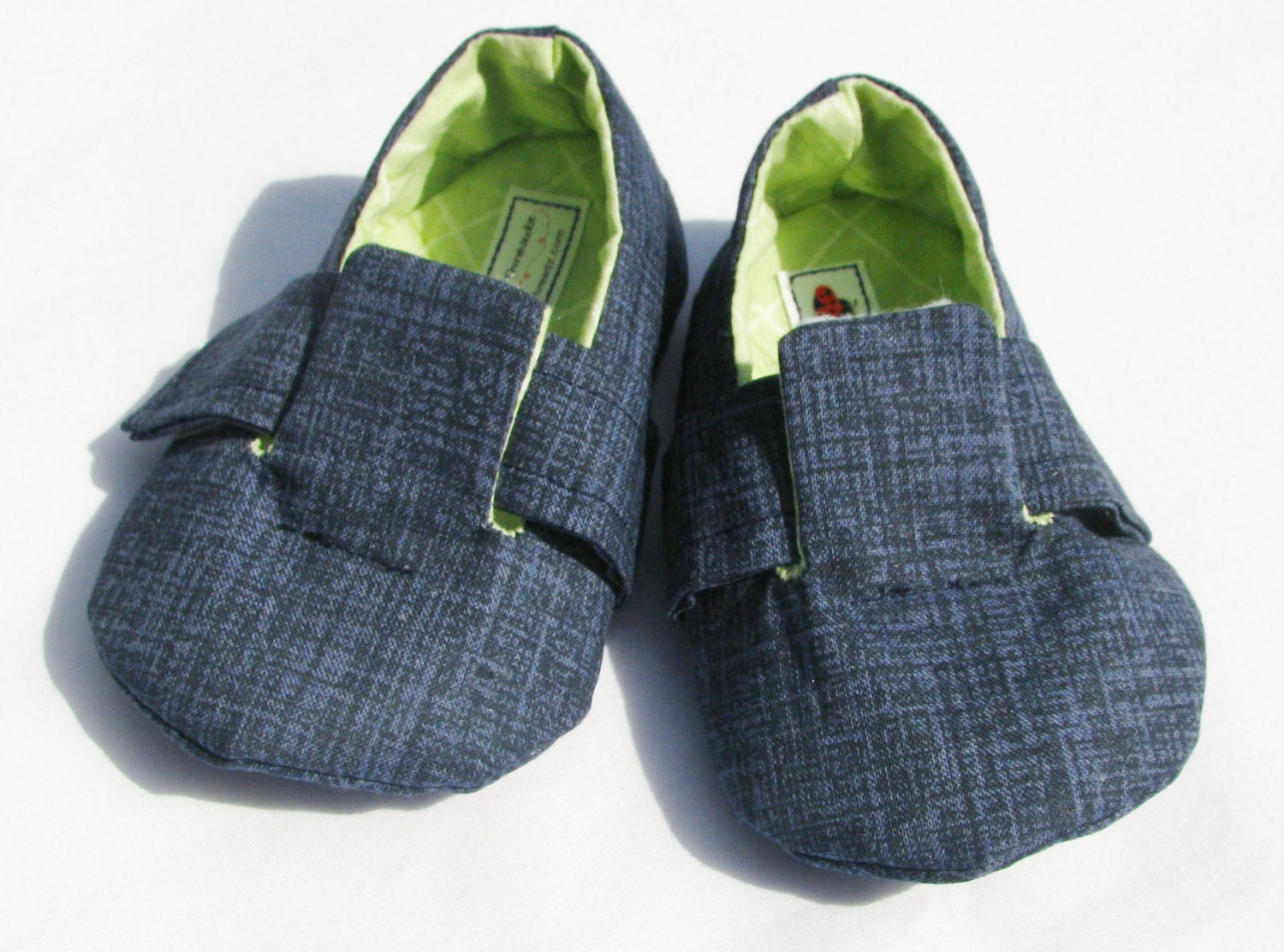 Blue and Light Green London Loafer Baby Booties 0 to 6 months