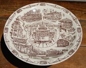 Vintage San Francisco Souvenior cookie service plate stand