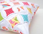 Decorative Pillow Cover Cathedral Window Red Pink Green Aqua Yellow Hello Sunshine 18 Inch