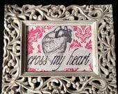 intertwining, original collage art, framed heart