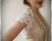 French Alechon Lace Bridal Shrug - Vintage Inspired Wedding Lace Bolero in White - bonzie