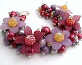 Pearl Beaded Bracelet With Flowers, Cluster Bracelet, Chunky  Bracelet - Summer Fruits - Handmade Original Designs by Kim Smith