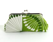 Green White Geometric Bridesmaid Clutch Purse