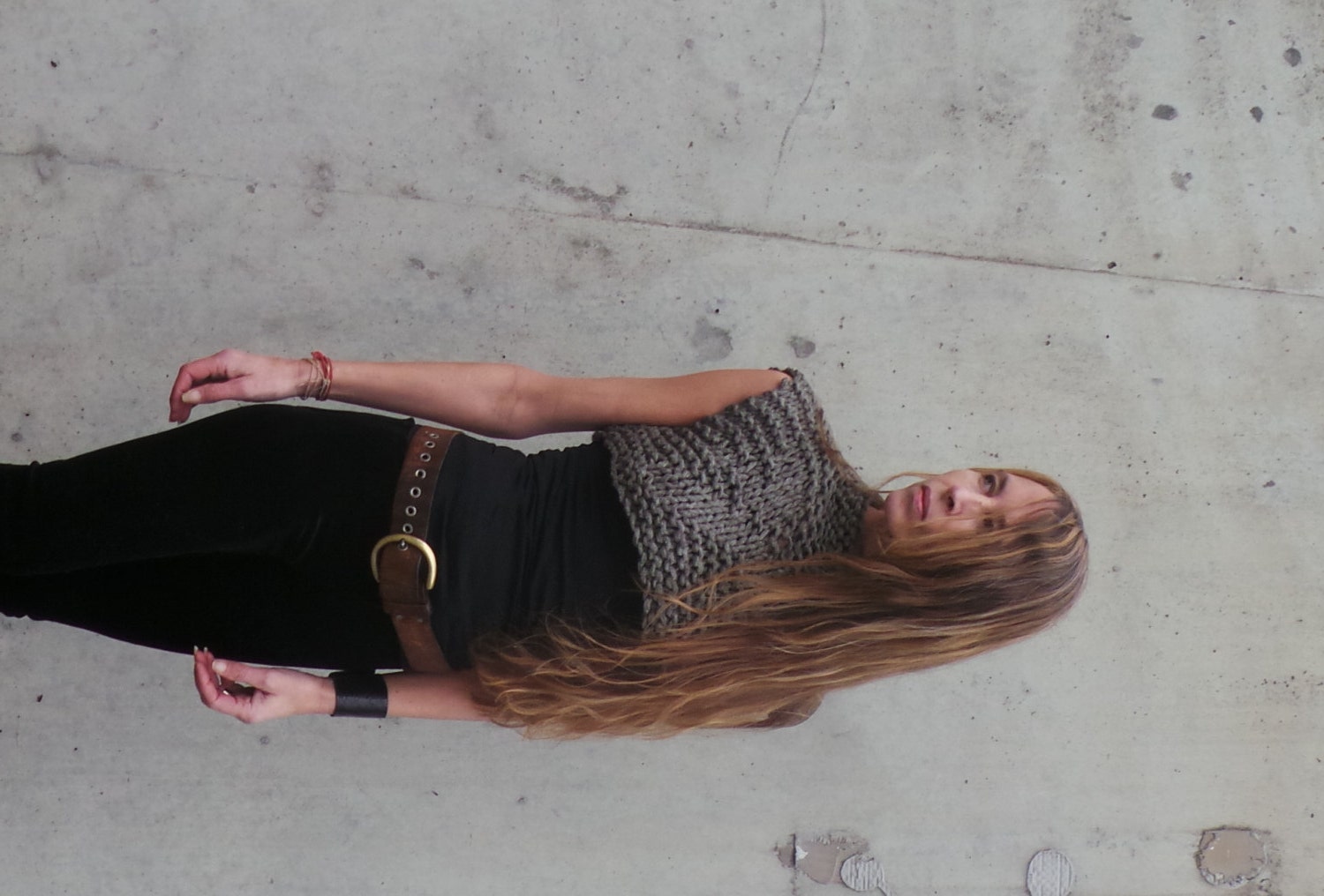 Brown khaki  Bamboo cropped tank/vest
