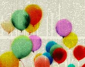 balloons - festive balloons printed on page from vintage dictionary