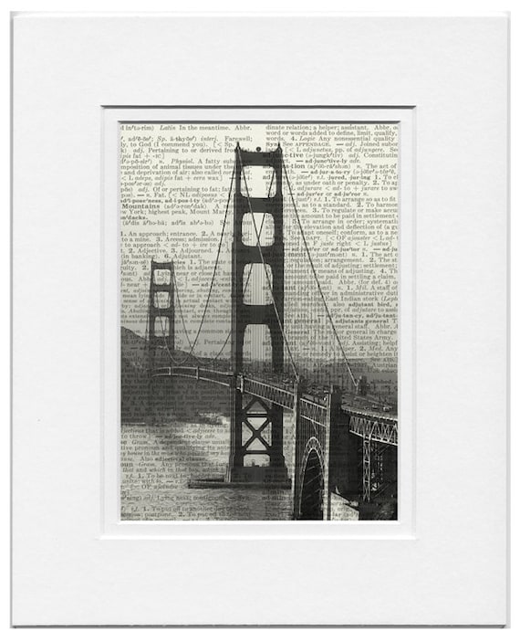 Golden Gate - printed on old page from dictionary
