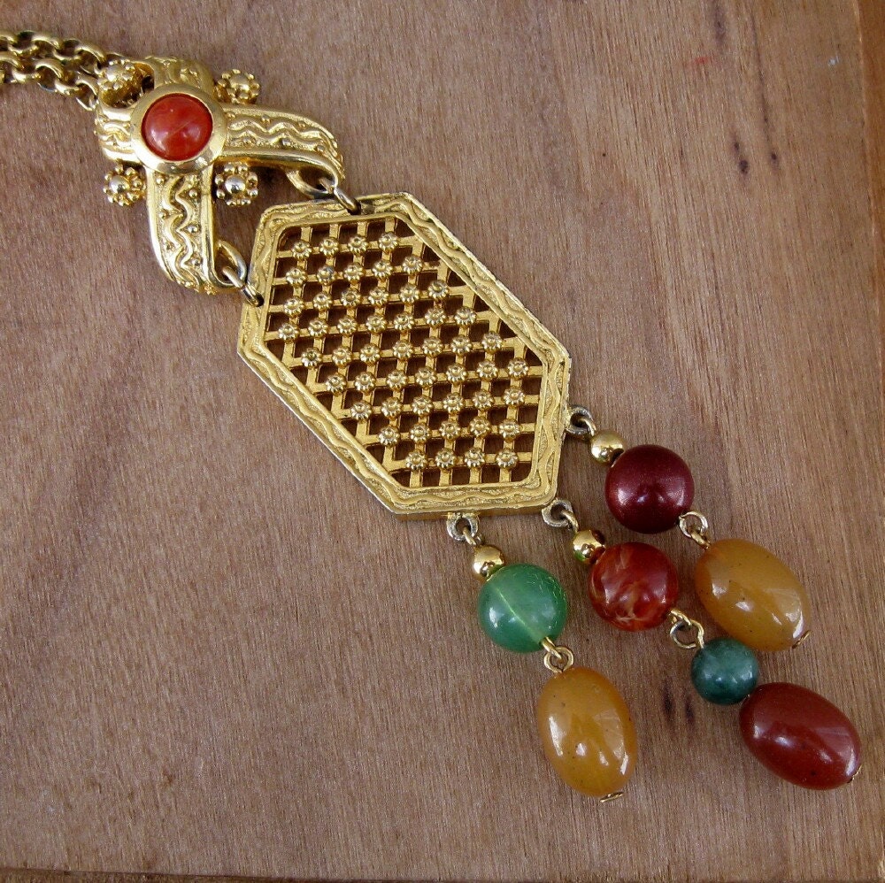 Vintage Avon Beaded Gold Long Necklace