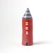 SALE - Little Home No 80 - Little rust red house with gray roof and white stripes