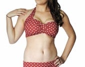 Retro Red & White Polka dot Two piece Pinup Bikini swimsuit