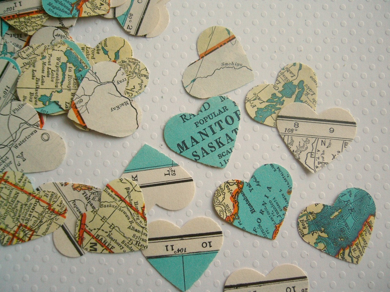 Vintage Wedding - Vintage Atlas Paper Heart Confetti - Atlas wedding confetti heart wedding decor wedding favors whimsical