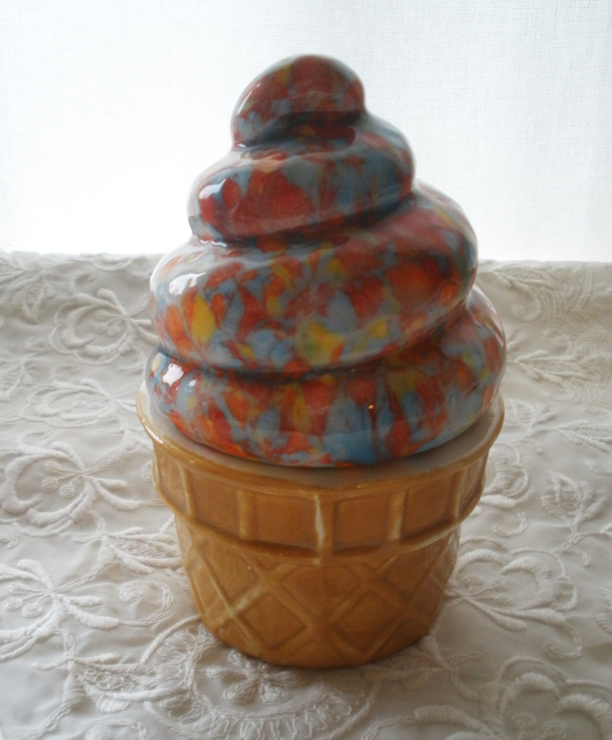 Ice Cream Cone Soft Serve In Springtime Colors