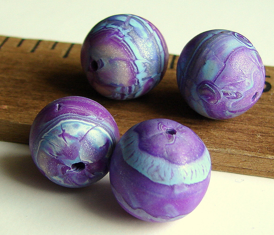 Handmade Polymer Clay Round Beads - Lush