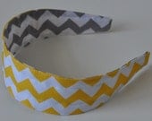 REVERSIBLE Yellow and White Chevron COMFORT FIT Fabric Headband