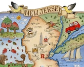 New Jersey State Map Art Print 11" x 14"