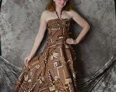 1950s Dress Alfred Shaheen Surf N' Sand  Hawaiian Halter Sundress Mint Deadstock