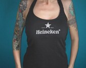 madfoxes HEINEKEN halter diy top punk beer rock shirt Medium